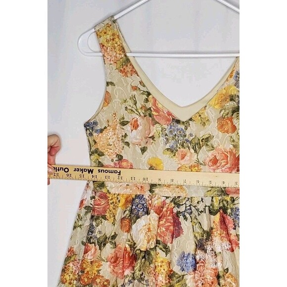 Forever 21 Vtg Babydoll Empire Top Small Lace Floral Cream Tie Romantic Coquette - Picture 7 of 7